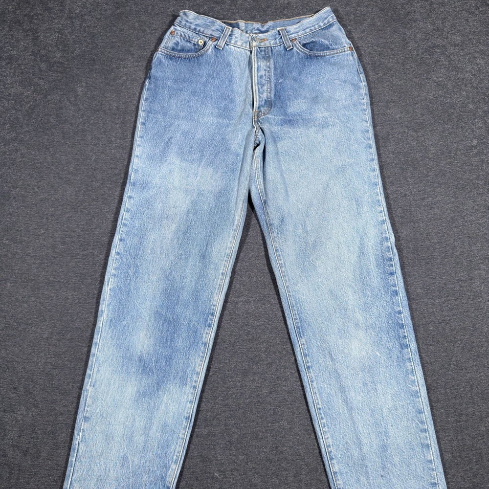 Vintage Levis 501 Jeans Womens 13 Blue Button Fly Made in USA Red Batwing Faded